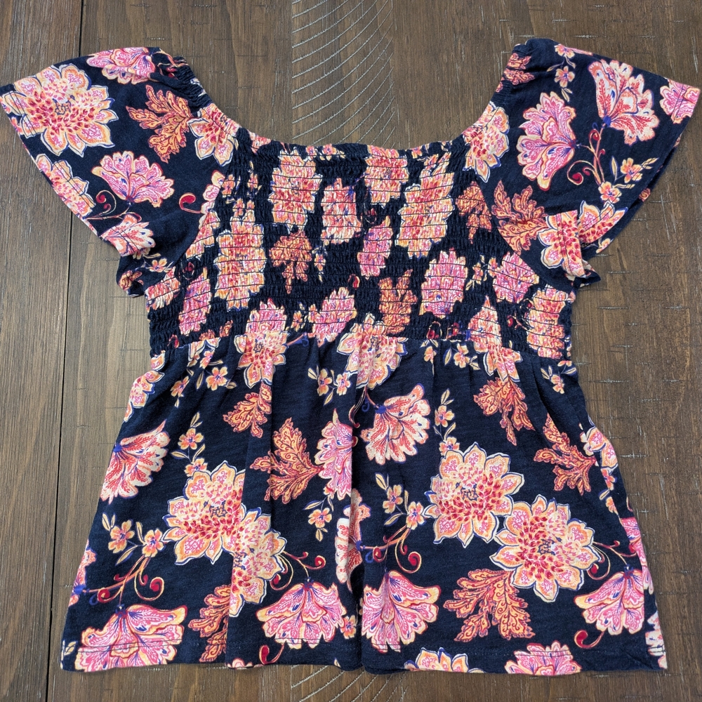 Old Navy Floral Smocked Flutter Sleeve Top - Size 10/12